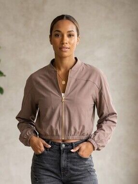 Buckley Mauve Cropped Bomber Jacket